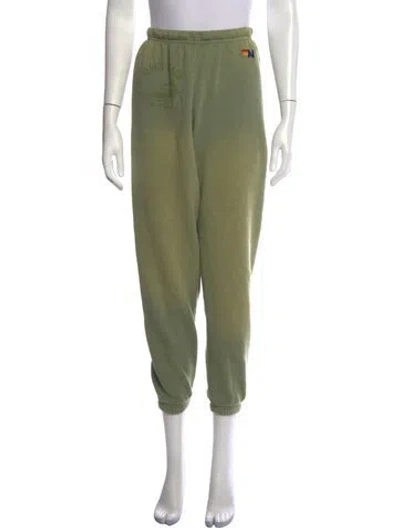 Pre-owned Aviator Nation Graphic Print Straight Leg Pants In Green