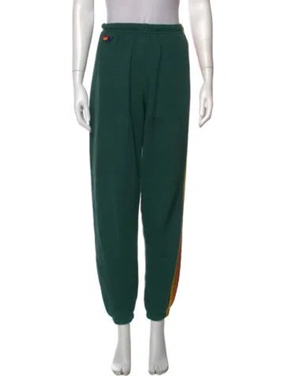 Pre-owned Aviator Nation Graphic Print Straight Leg Pants In Green