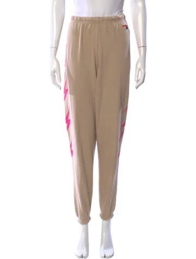Pre-owned Aviator Nation Graphic Print Straight Leg Pants In Neutral