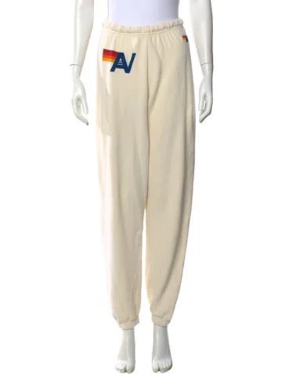 Pre-owned Aviator Nation Graphic Print Straight Leg Pants In Neutral