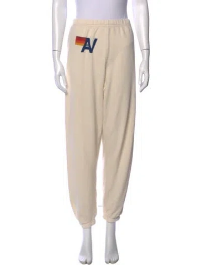 Pre-owned Aviator Nation Graphic Print Straight Leg Pants In Neutral