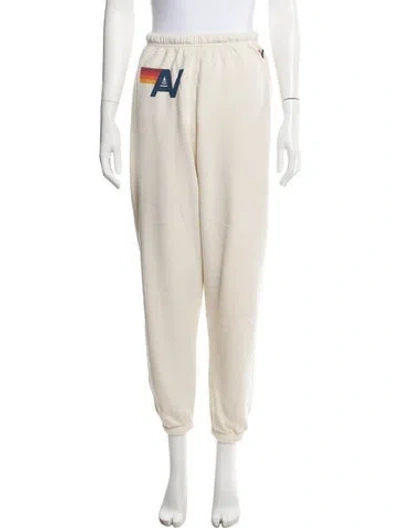 Pre-owned Aviator Nation Graphic Print Straight Leg Pants In Neutral