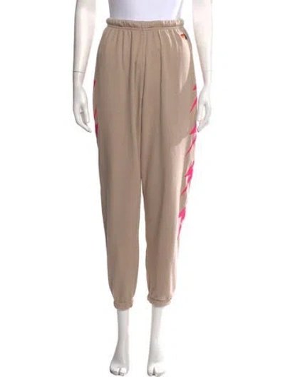 Pre-owned Aviator Nation Graphic Print Straight Leg Pants In Neutrals