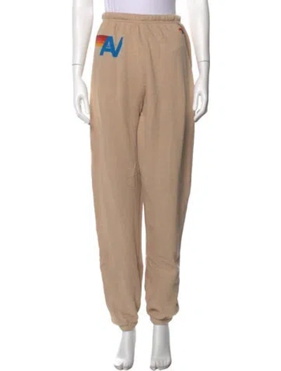 Pre-owned Aviator Nation Graphic Print Straight Leg Pants In Neutrals