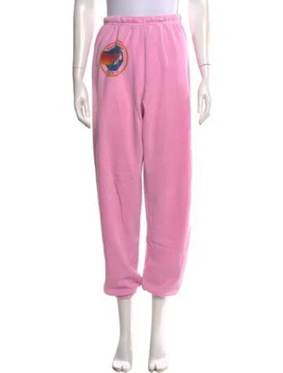 Pre-owned Aviator Nation Graphic Print Straight Leg Pants In Pink