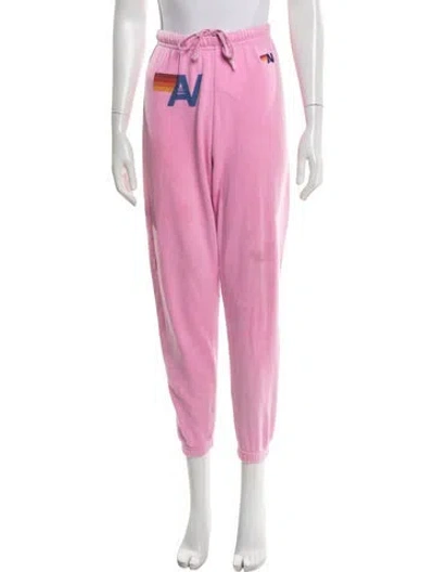 Pre-owned Aviator Nation Graphic Print Straight Leg Pants In Pink