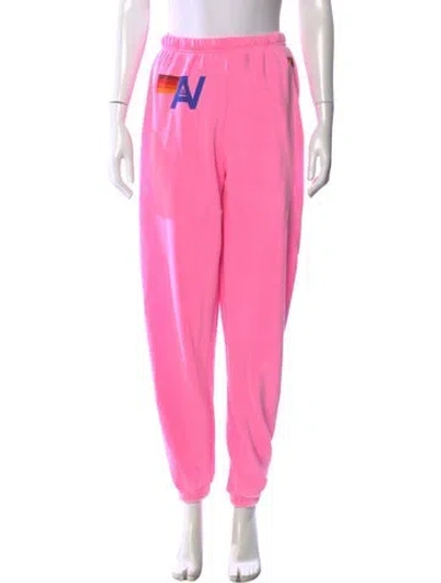 Pre-owned Aviator Nation Graphic Print Straight Leg Pants In Pink