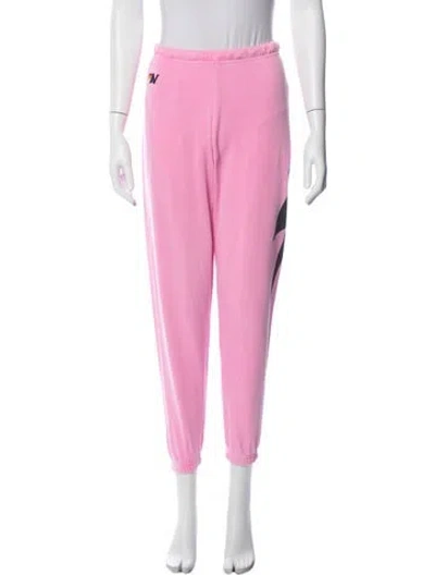 Pre-owned Aviator Nation Graphic Print Straight Leg Pants In Pink
