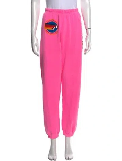 Pre-owned Aviator Nation Graphic Print Straight Leg Pants In Pink