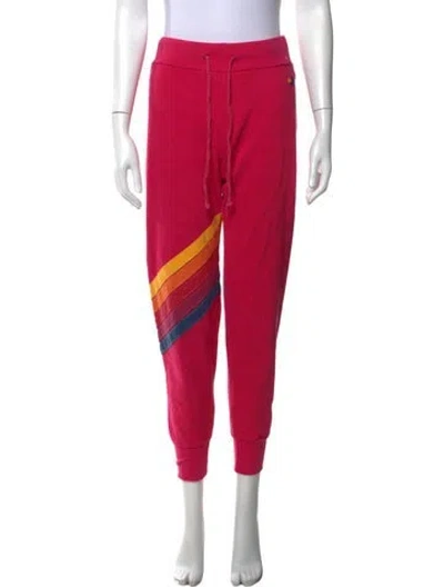 Pre-owned Aviator Nation Graphic Print Straight Leg Pants In Pink