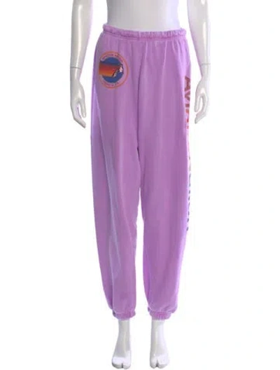 Pre-owned Aviator Nation Graphic Print Straight Leg Pants In Purple