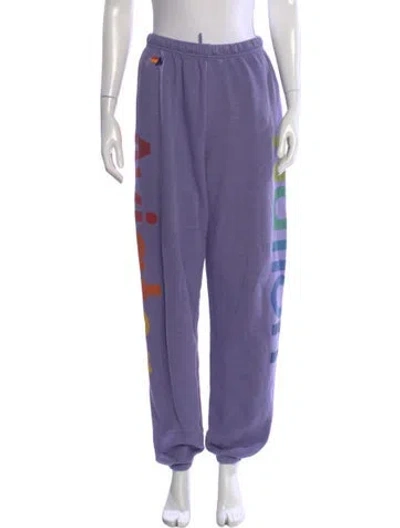 Pre-owned Aviator Nation Graphic Print Straight Leg Pants In Purple