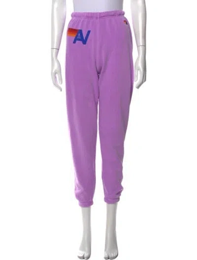 Pre-owned Aviator Nation Graphic Print Straight Leg Pants In Purple