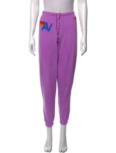 Pre-owned Aviator Nation Graphic Print Straight Leg Pants In Purple