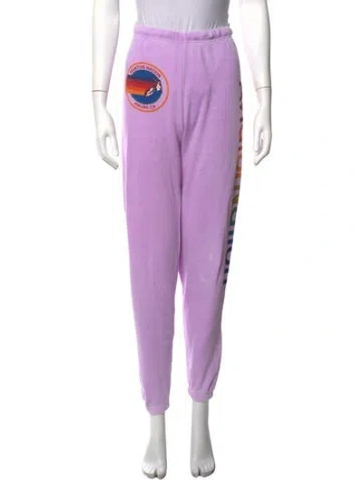 Pre-owned Aviator Nation Graphic Print Straight Leg Pants In Purple