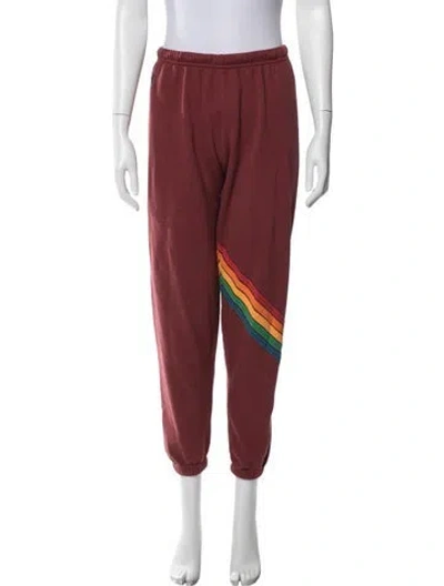 Pre-owned Aviator Nation Graphic Print Straight Leg Pants In Red