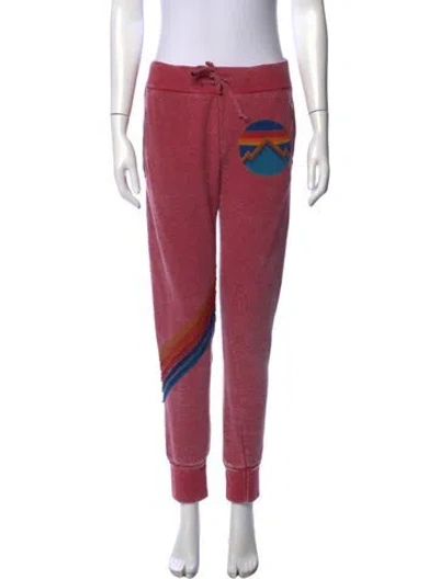 Pre-owned Aviator Nation Graphic Print Straight Leg Pants In Red