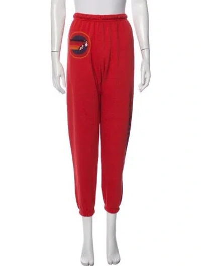 Pre-owned Aviator Nation Graphic Print Straight Leg Pants In Red
