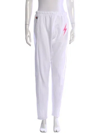 Pre-owned Aviator Nation Graphic Print Straight Leg Pants In White