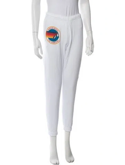 Pre-owned Aviator Nation Graphic Print Straight Leg Pants In White