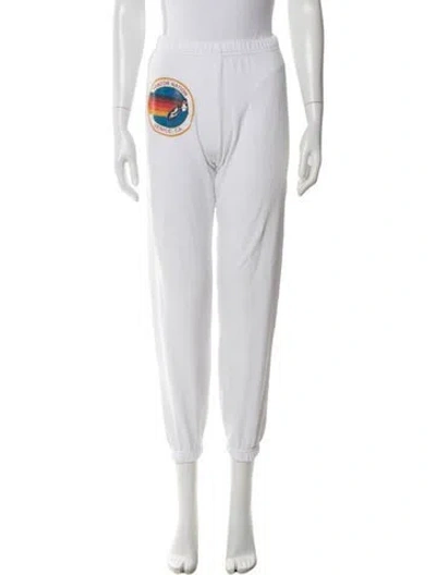 Pre-owned Aviator Nation Graphic Print Straight Leg Pants In White
