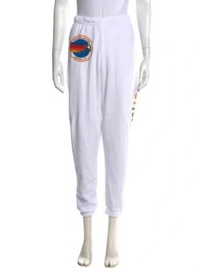 Pre-owned Aviator Nation Graphic Print Straight Leg Pants In White