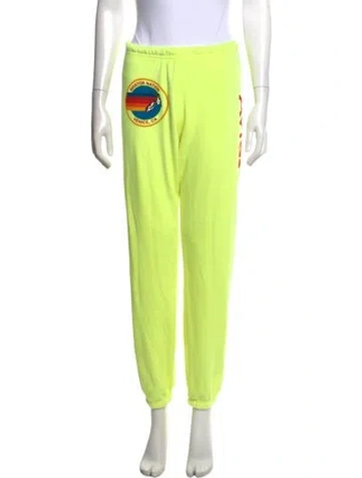 Pre-owned Aviator Nation Graphic Print Straight Leg Pants In Yellow