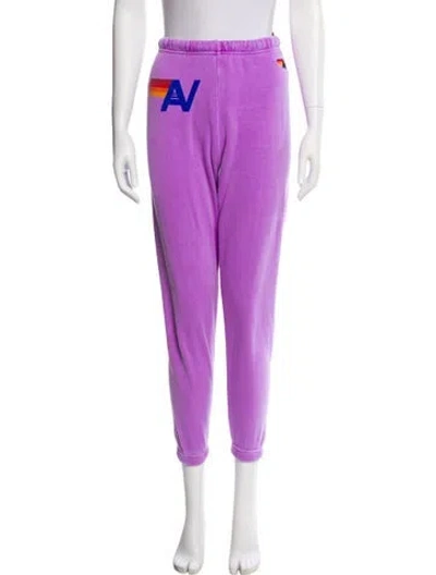 Pre-owned Aviator Nation Graphic Print Sweatpants In Purple