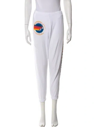 Pre-owned Aviator Nation Graphic Print Sweatpants In White