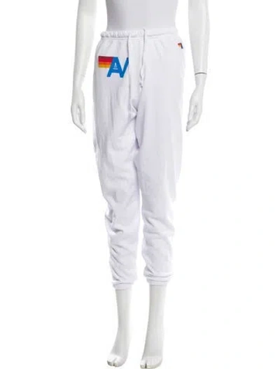 Pre-owned Aviator Nation Graphic Print Sweatpants In White