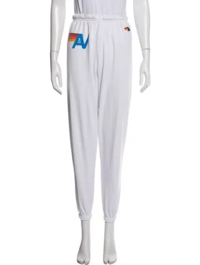 Pre-owned Aviator Nation Graphic Print Sweatpants In White