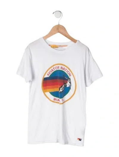 Pre-owned Aviator Nation Kids' Graphic Print T Shirt In White