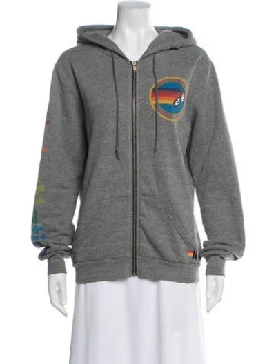 Pre-owned Aviator Nation Graphic Print Top In Gray