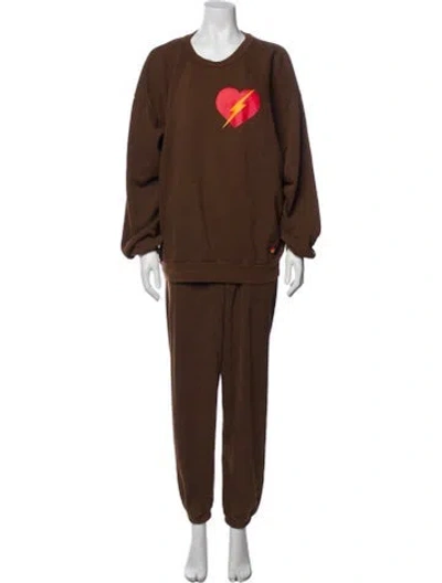 Pre-owned Aviator Nation Graphic Print Tracksuit In Brown