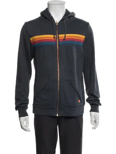 Pre-owned Aviator Nation Graphic Print V-neck Cardigan In Blue