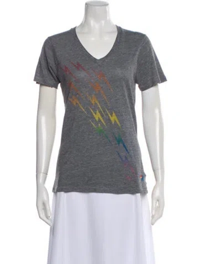 Pre-owned Aviator Nation Graphic Print V-neck T-shirt In Blue