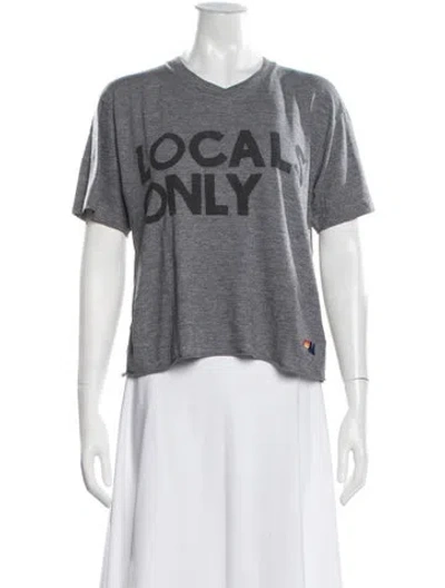 Pre-owned Aviator Nation Graphic Print V-neck T-shirt In Gray