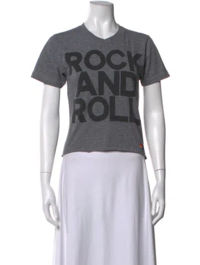 Pre-owned Aviator Nation Graphic Print V-neck T-shirt In Grey
