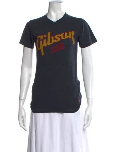 Pre-owned Aviator Nation Graphic Print V-neck T-shirt In Grey
