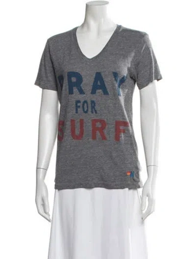 Pre-owned Aviator Nation Graphic Print V-neck T-shirt In Grey