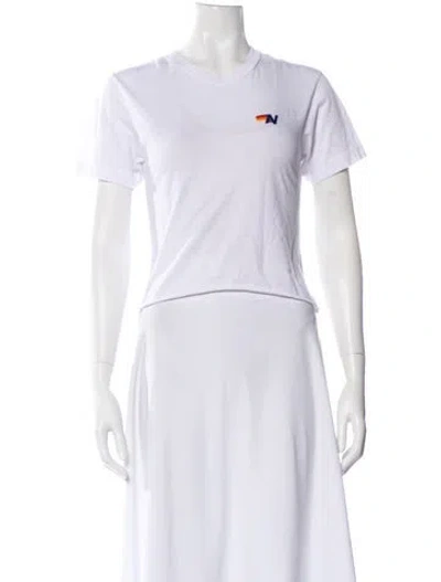 Pre-owned Aviator Nation Graphic Print V-neck T-shirt In White