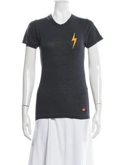 Pre-owned Aviator Nation Graphic Print V-neck T-shirt In White