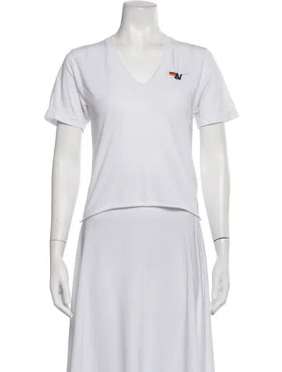 Pre-owned Aviator Nation Graphic Print V-neck T-shirt In White