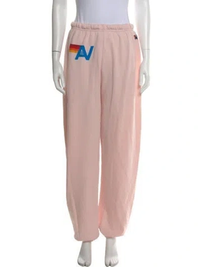 Pre-owned Aviator Nation Graphic Print Wide Leg Pants In Pink