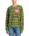 Aviator Nation Heart Camouflage Crewneck Sweatshirt In Green
