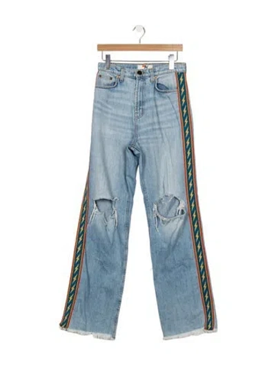 Pre-owned Aviator Nation High-rise Straight Leg Jeans In Blue