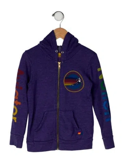 Pre-owned Aviator Nation Babies' Hooded Sweatshirt In Purple