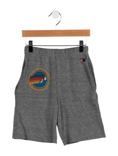 Pre-owned Aviator Nation Kids Boys' Embroidered Shorts In Grey