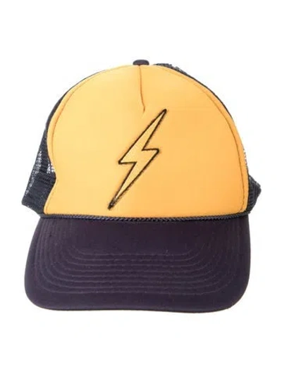Pre-owned Aviator Nation Lightning Bolt Trucker Hat In Yellow