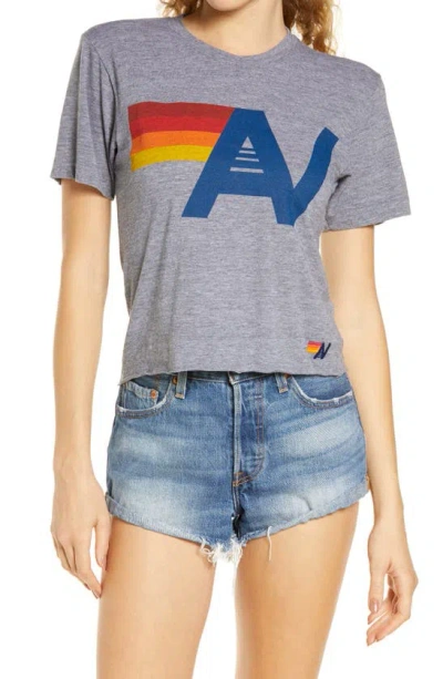 Aviator Nation Logo Boyfriend Tee In Heatheregrey